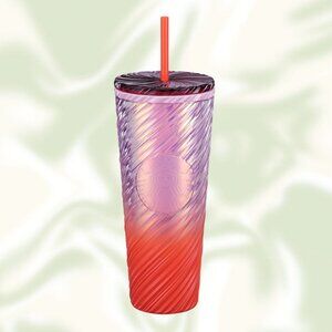 Starbucks Sunrise Swirl Cold Cup 24 oz Pearl Pink Orange Ombre Swirl NWOT